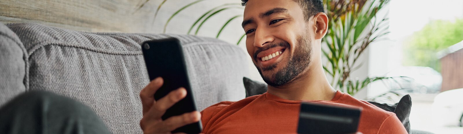 Man looking at a smartphone