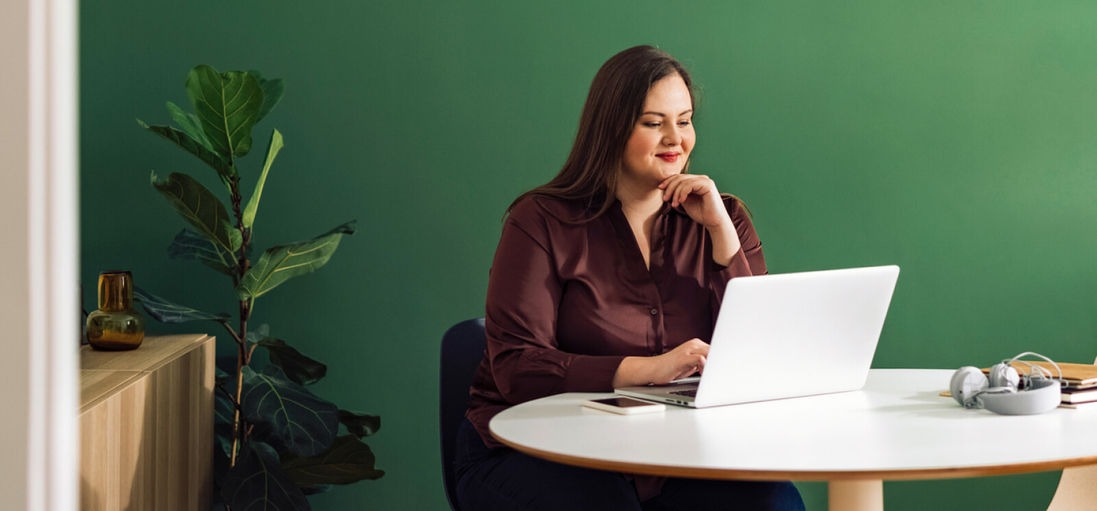 Woman using a laptop